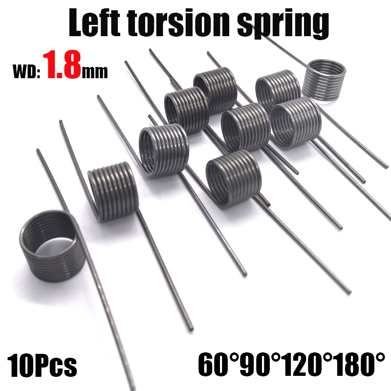 10pcs 65Mn  Wire Diameter 1.8mm Left rotation Torsion Spring V-shaped Spring Reset Small Torsion Spring Customized