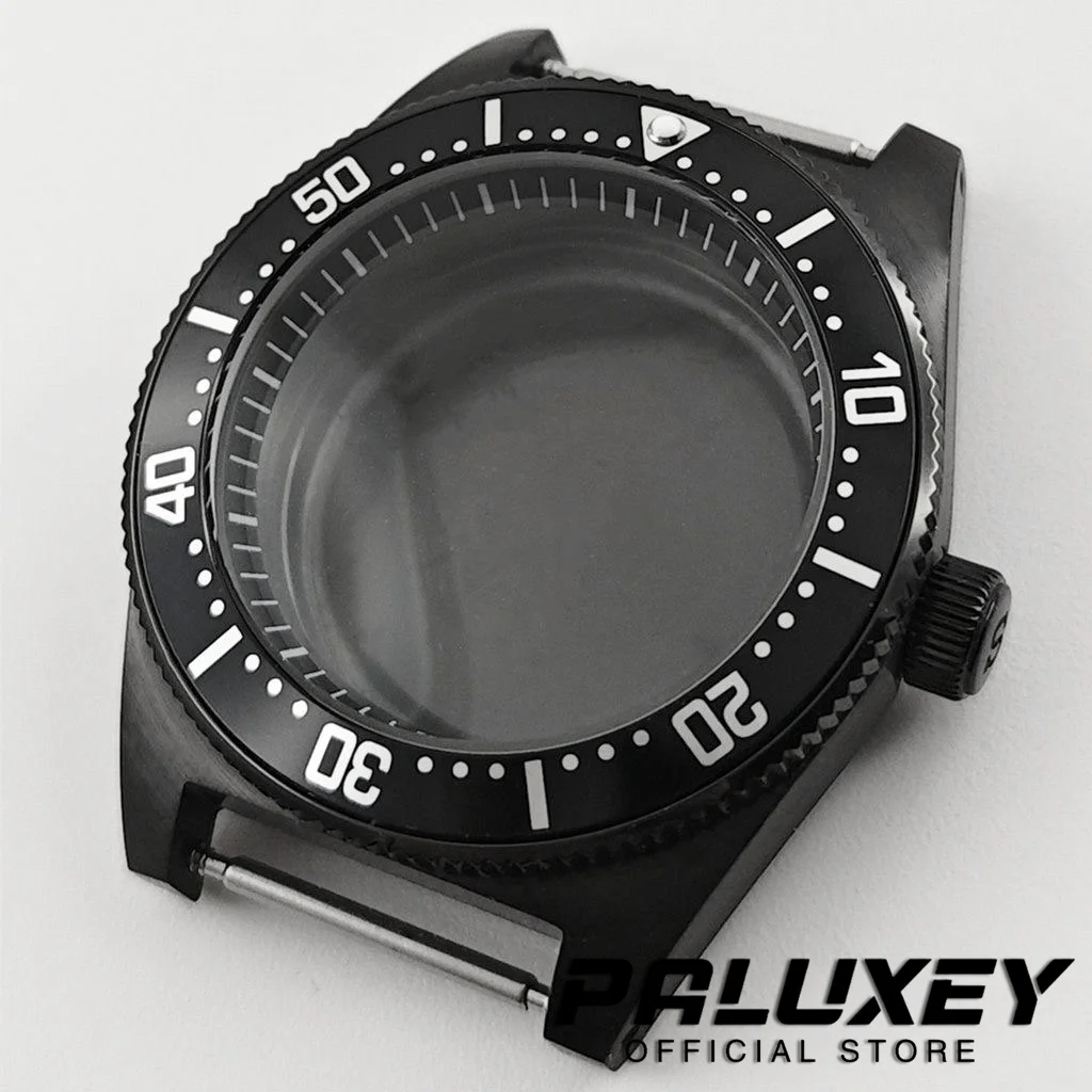 PVD Black 40mm NH35 62MAS Diving With Black Chapter Ring Watch Cases Suitable for NH35 NH36 NH34 NH38 Movement For 28.5mm Dial