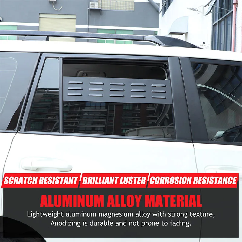 For 2004-2023 Toyota Prado/Lexus GX Rear Ventilation Shutters, Second Row Window Exhaust Holes, Aluminum Alloy, Black 2pcs