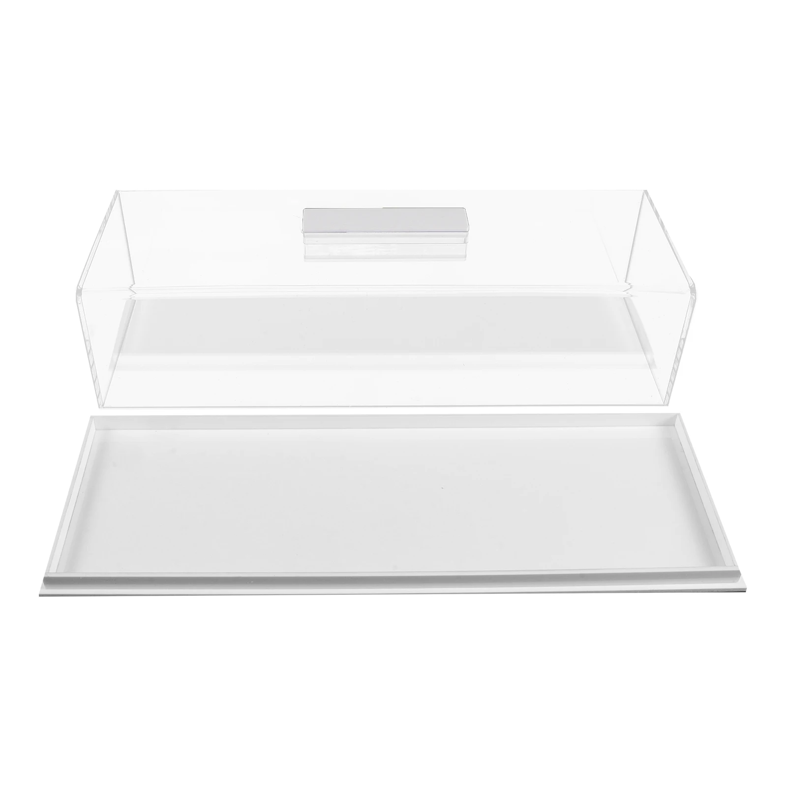 

Clear Acrylic Rectangle Cake Plate with Cover Multiuse Dessert Board for Cakes Loaf Bread Serving Tray Storage Box Elegant