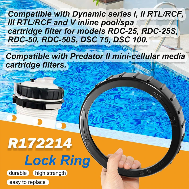 Replacement for R172214 Lock Ring, for Dynamic I,II,III RTL/RCF, V Inline Pool/Spa Cartridge Filter,Rainbow High Capacity Feeder