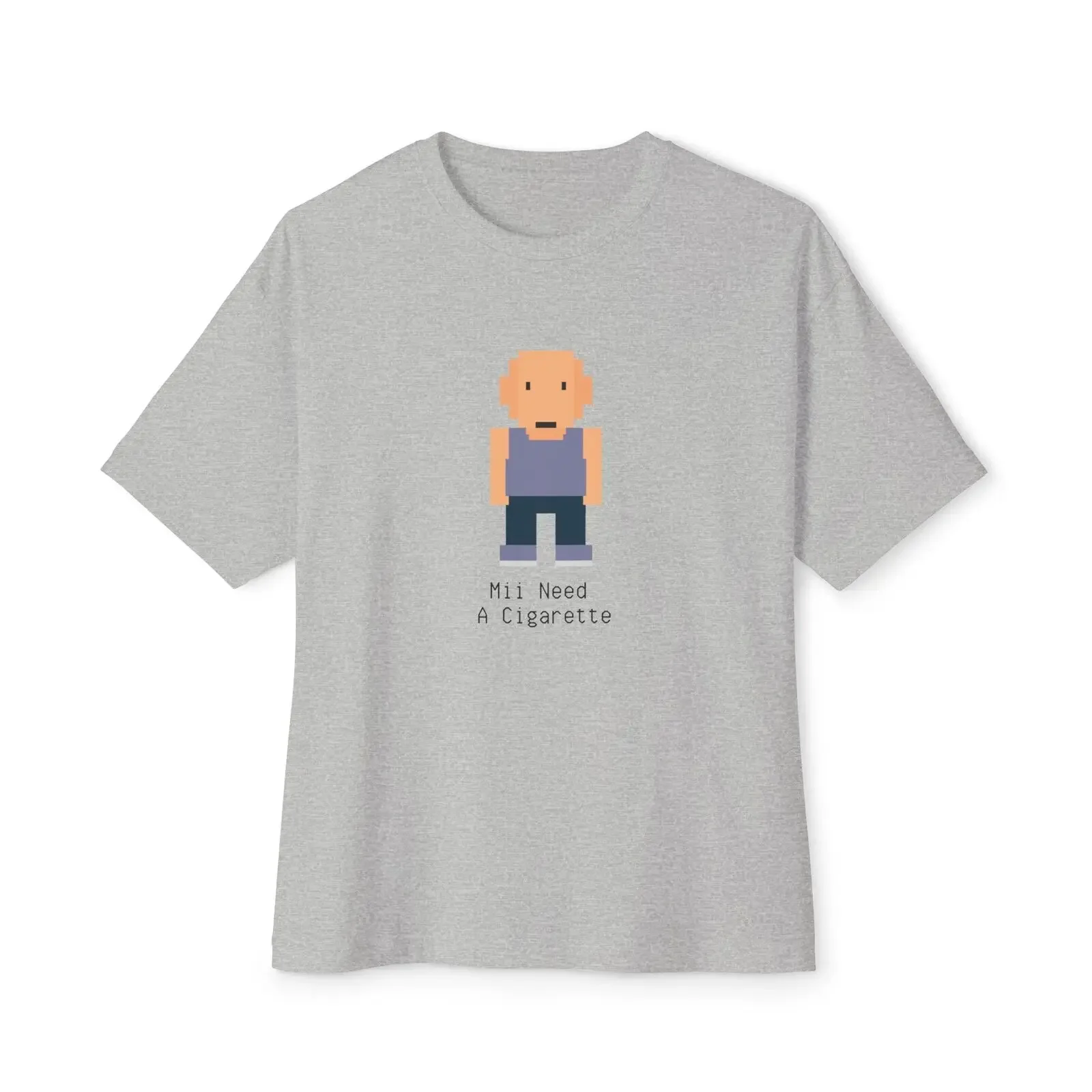 Mii Need A Cigarette Tshirt Mii Style Simple Guy Fan Art Oversized 2 Sided Shirt