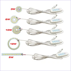 LED 조명 온라인 스위치 디밍 컨트롤러, 3 색 1.5M USB 플러그 케이블, DC5V, 3W, 5W, 6W, 10W, 12W, 3000K + 6500K 라이트 보드