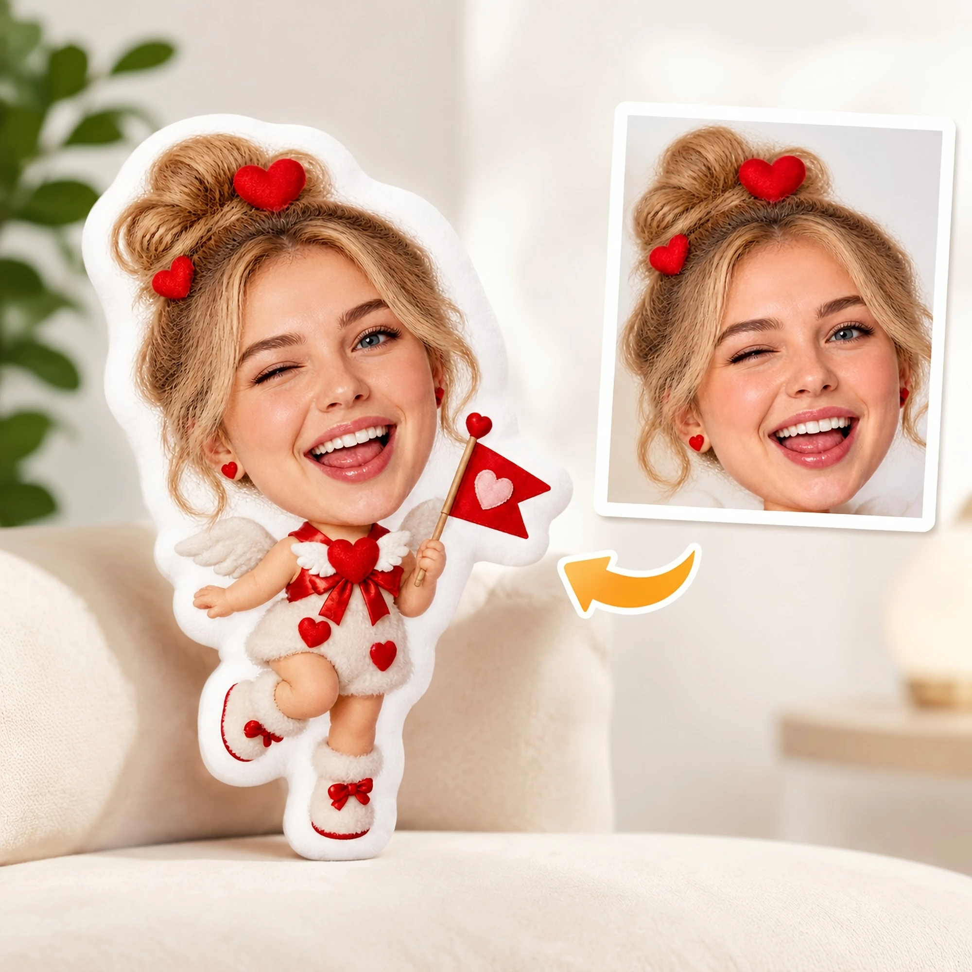 1pc [2D Flat] Custom Double Sided Printed Creative Fun Shaped Throw Pillow, Personalized Face Design Cushion for Home Sofa Bed D