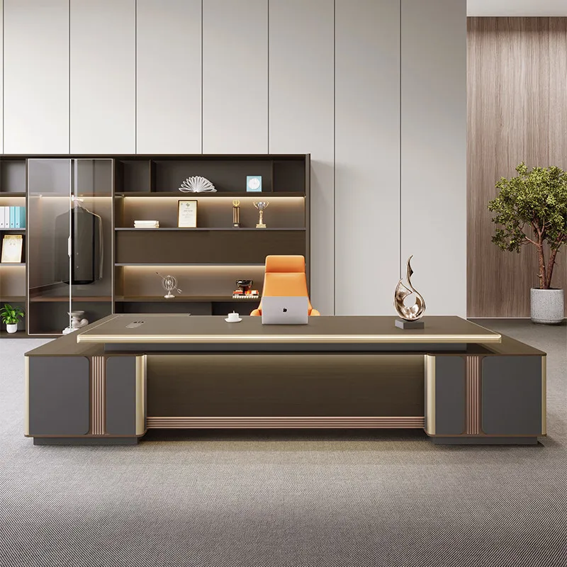 

Minimalist modern boss table light luxury office desks and workstations computer desk room study table furniture cabinet 320cm