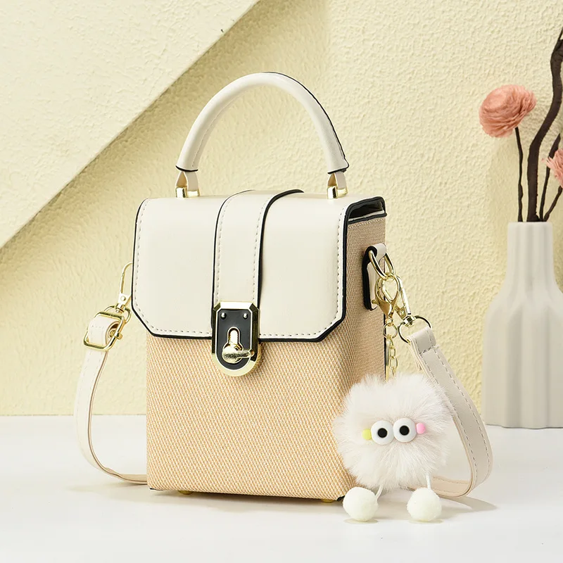 

PU Leather Women Crossbody Bag Interior Partition Design Mobile Phone Key Storage Shoulder Bag Rectangle Lightweight Handbag
