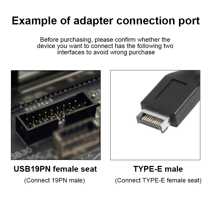 1pc USB Front Panel Adapter Type-E to USB 3.0 19 PIN Adapter Internal Vertical Header Splitter for Type C Motherboard
