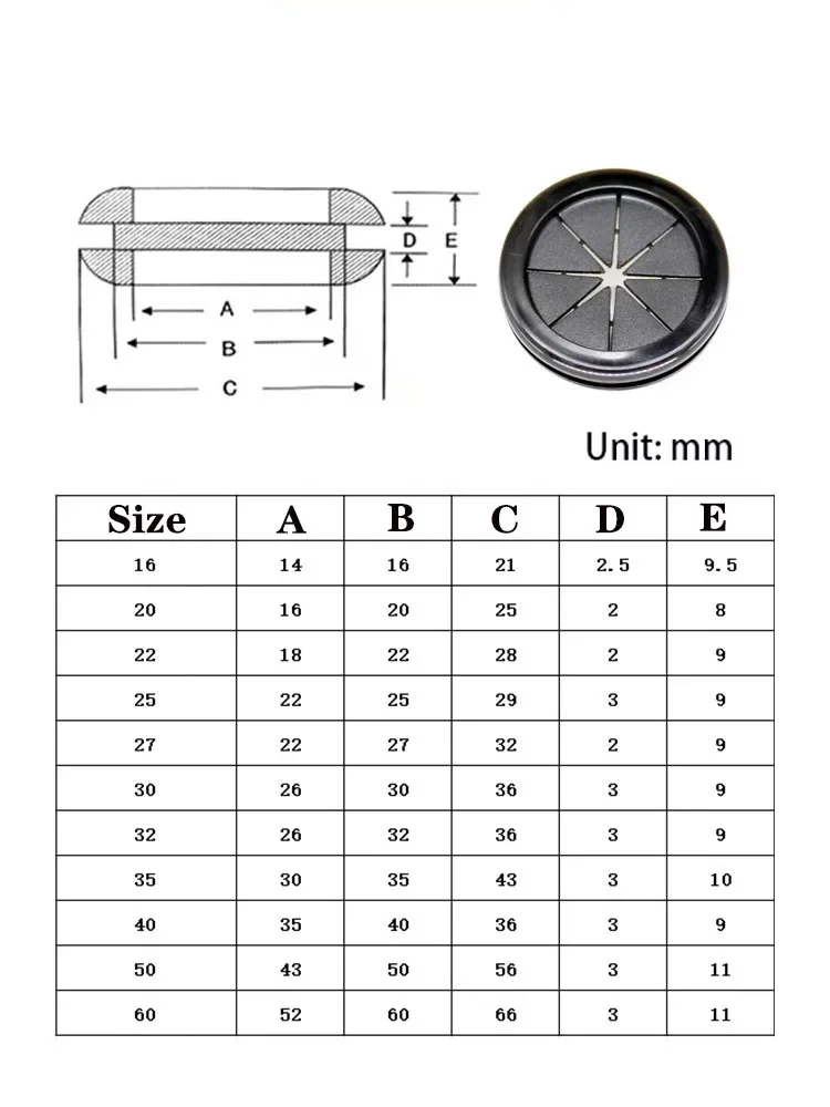 5/10pcs Rubber Grommet Blanking Hole Firewall Hole Plug Electrical Wire Gasket Black Parts 16mm 20mm 22mm 25mm 28mm to 60mm