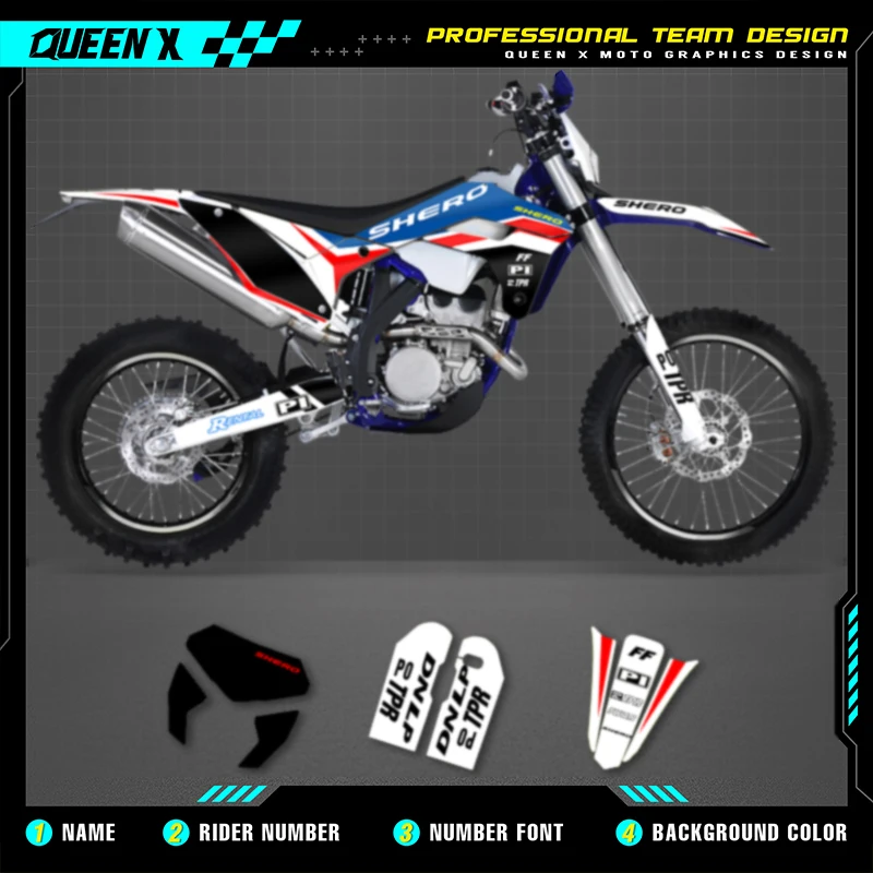 

Queen X MOTOR Custom Team Graphics Decals Stickers Kit For Sherco Decal 2017 2018 2019 2020 SE SEF 006