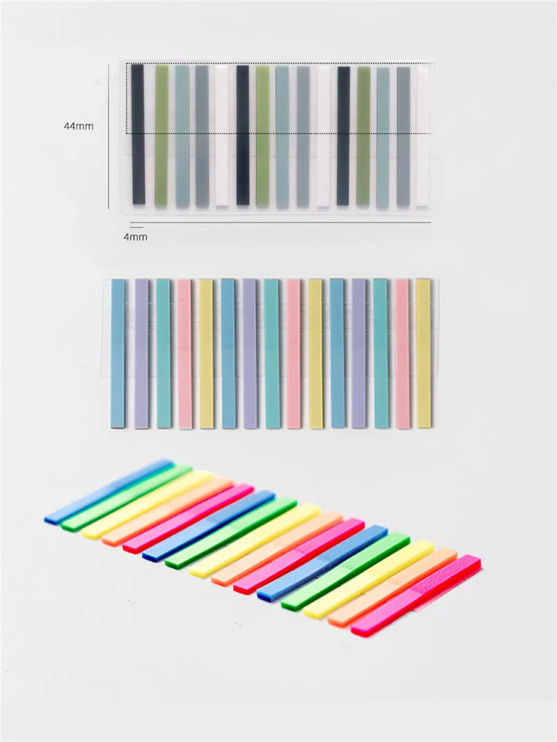 300 Stück Lesehilfe-Highlight-Aufkleber, transparent, fluoreszierend, Index-Tabs, Flaggen, Schreibwaren, Schule, Bürobedarf – Detail 2