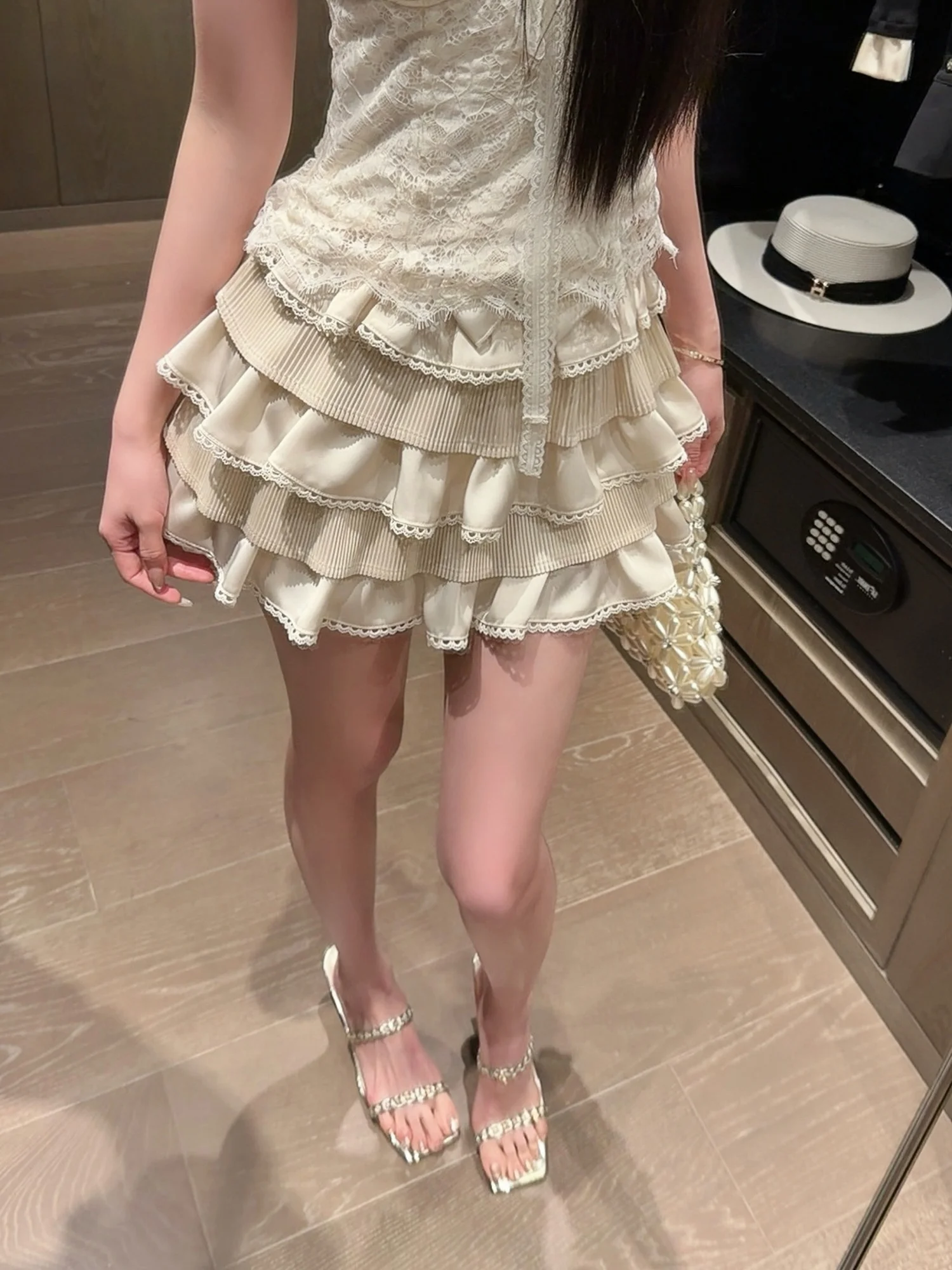 

Милая юбка-плиссе с бантом для женщин, утягивающие брюки-юбка средней длины, дышащие, с высокой талией, из полиэстера, повседневные, с завышенной талией