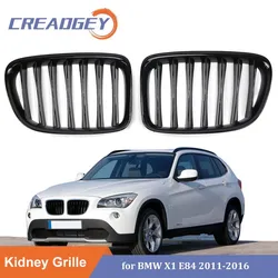 2PCS Car Front Kidney Grill Glossy Black 1 Slat Racing Grills For BMW X1 Series E84 SDrive XDrive 2009-2016 Car Accessories