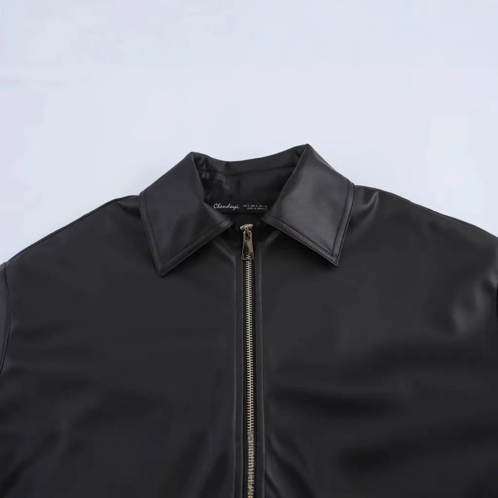 Chaqueta de cuero de imitación a la moda europea y americana, prendas de vestir exteriores holgadas de manga larga para mujer, nuevo estilo de primavera B481843