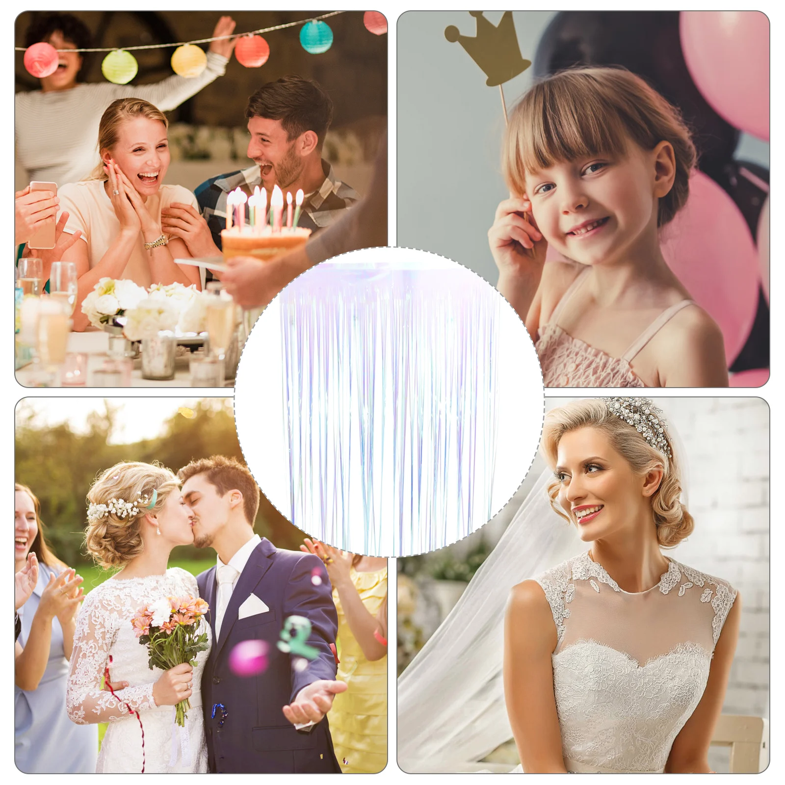 Fringe Curtain Backdrop Party Decoration Aluminum Foil Streamers Birthday Rainbow Garland Supplies for Wedding