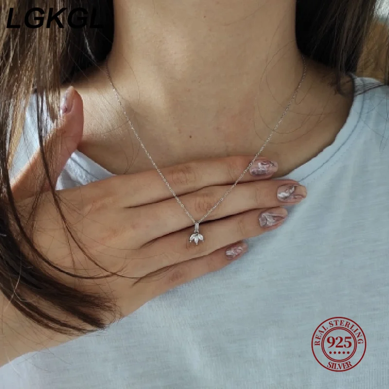 Lgkgl Franse S925 Sterling Zilveren Ketting Met Diamanten Voor Vrouwen, Drie Zirkonen, Mooie En Prachtige Fijne Sleutelbeen Ketting