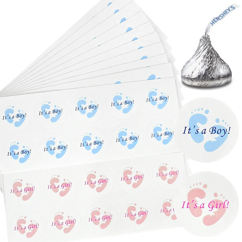 

100pcs It's A Boy/It's A Girl Round Sticker Labels Baby Shower Candy Gift Bags Seal Label For Gender Reveal Birthday Party Decor