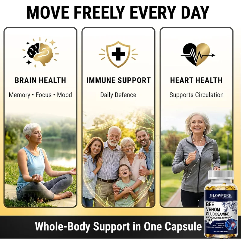 Glucosamine & Turmeric Extra Strength Capsules for Joint & Muscle Health,  Mobility, Flexibility Supplement