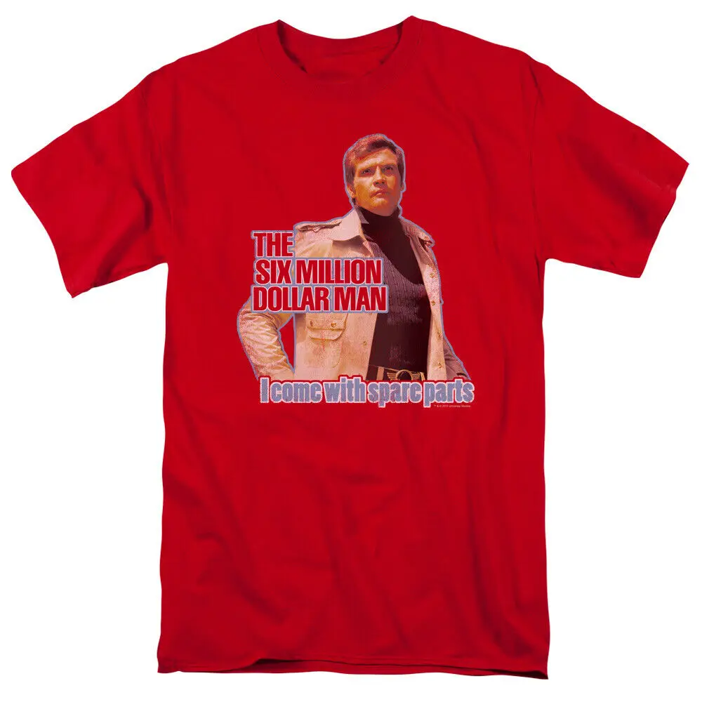 The Six Million Dollar Man Spare Parts T Shirt Mens Licensed Classic TV Red