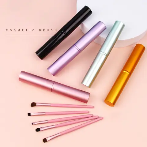 5pcs Eye Makeup Brushes Set Soft Eyeshadow Brush, Smudging Brush,eyeliner Brush with Storage Tube