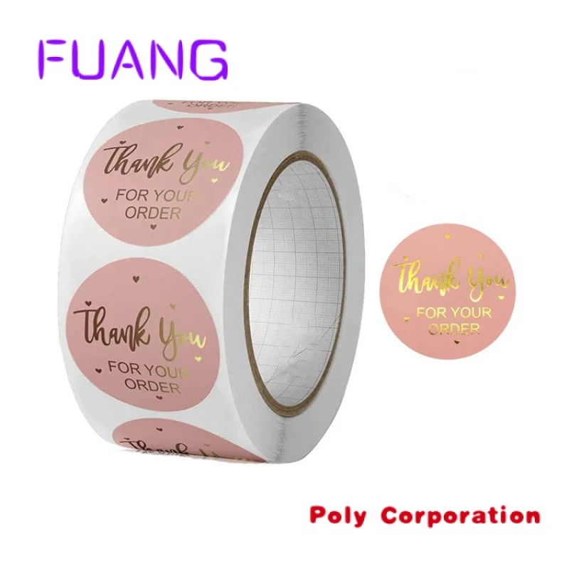 Groothandel Drukmaten Zelfklevend Rond Goud Waterdicht Vinyl Label Custom Kraftpapier Bedankt Stickers Met Logo