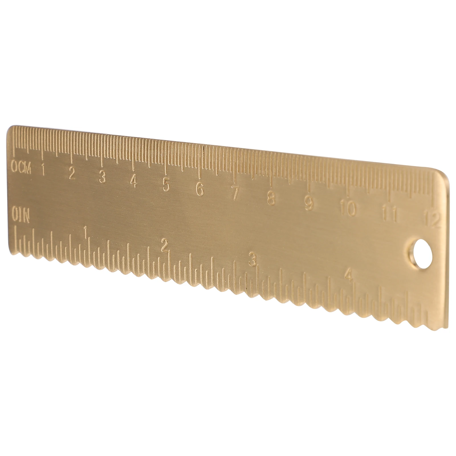 

12cm Brass Ruler Double Scale Inch Vintage Metal Wavy Meter Sticks Classroom Rulers Straight Edge Drawing Tool Engineering Aid