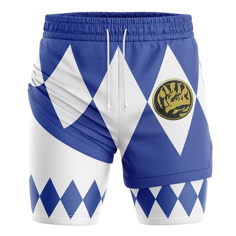 2026 Bandai Periphery Power Rangers Herren-Shorts mit doppelter Schicht, 2-in-1-Performance-Gym-Shorts, Sommer-Strandshorts, schnell trocknend, leicht – Detail 3