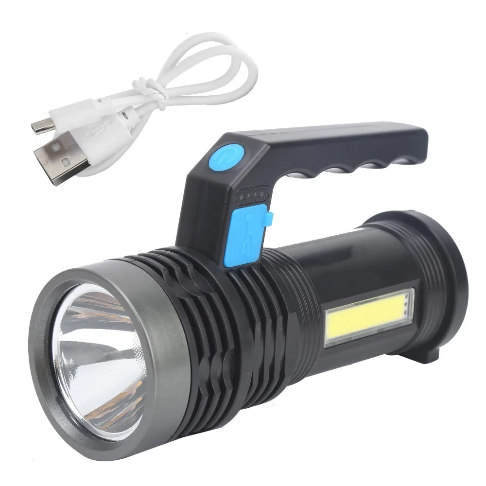 Durable High Lumens LED Flashlight 4 Lighting Modes With Sidelight Rechargeable Spotlight Searchlight Outdoor Activities