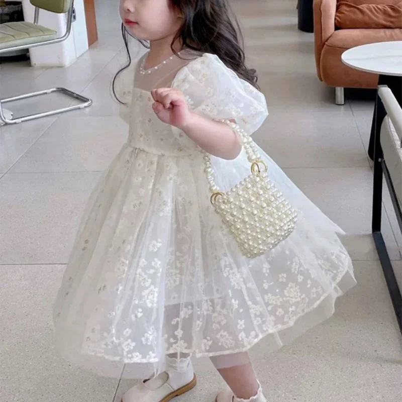 Summer Kids Dresses Girls Dress Child Puff Sleeve Sweet Floral Princess Dress Designer Dress Baby Girl Clothes