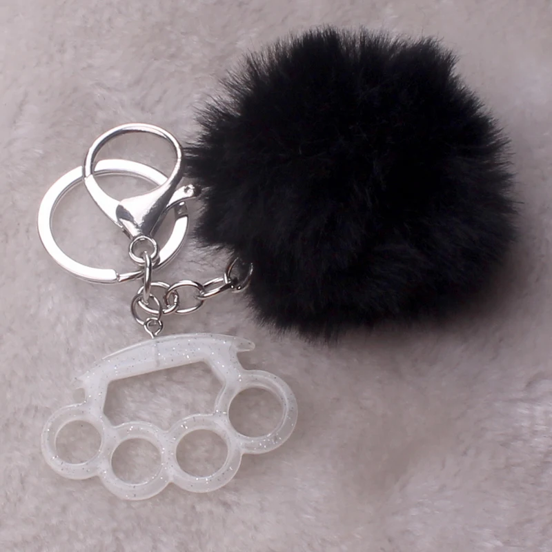 Hand Made Fur Ball Resin Glitter Knuckle Pendant Key Chains For Women Men Fashion Punk Keychain Key Ring Jewelry Gifts di377