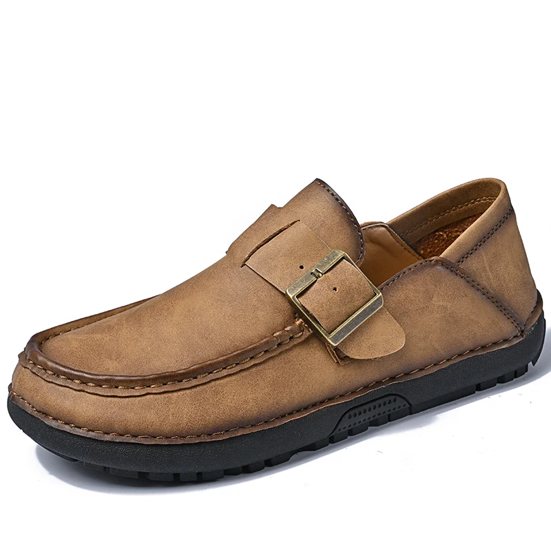 

Casual Versatile Men's Moccasin Shoes Spring 2026 Trendy Flat Bottom Formal Shoes Buckle Design Comfortable All-Season Footwear