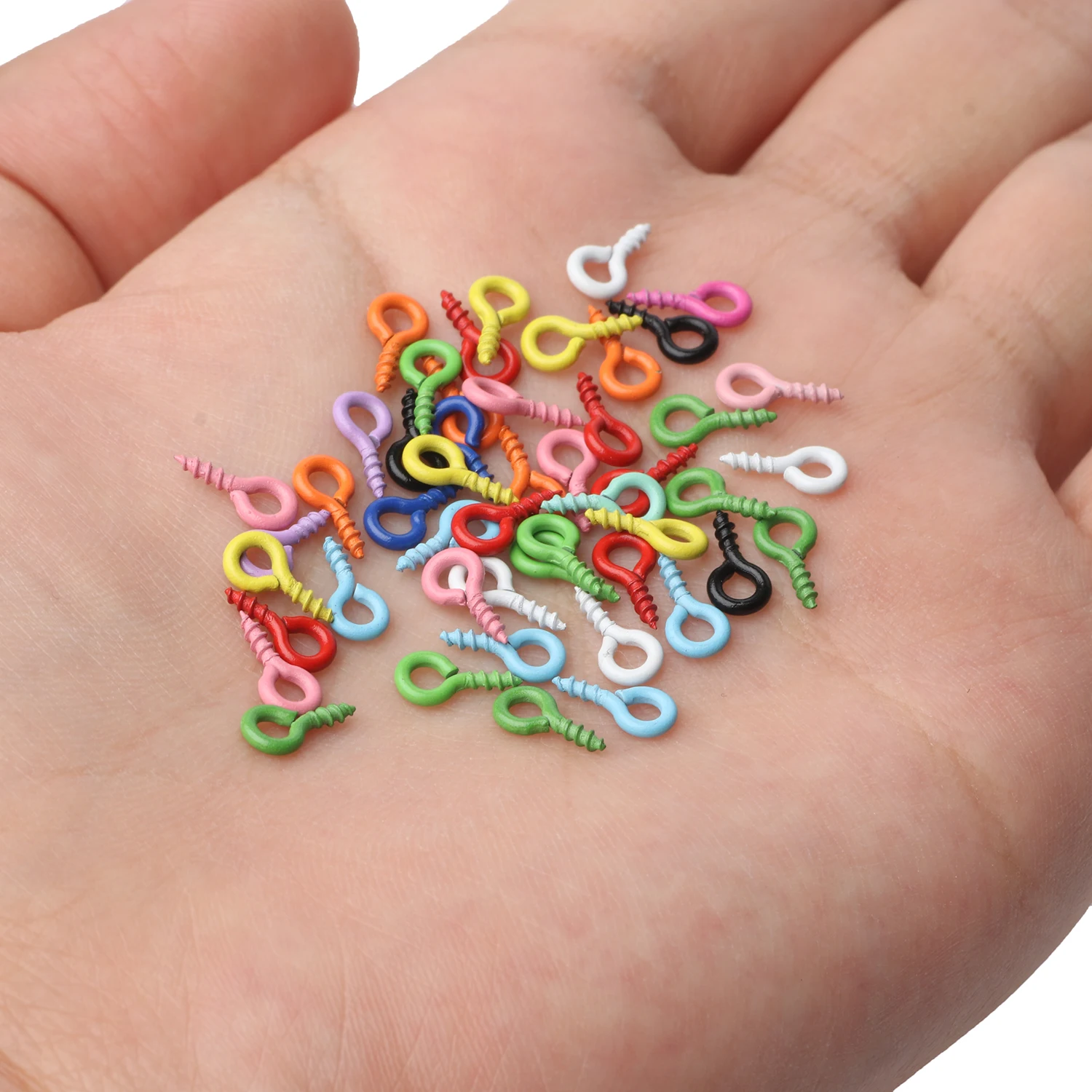 100pcs Colorful Small Tiny Mini Eye Pins Eyepins Hooks Eyelets Screw Threaded Stainless Steel Clasps Hook For Jewelry Making DIY