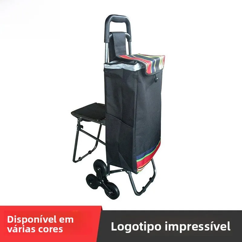 portable-six-wheel-stool-shopping-cart-ladder-climbing-advertising-iron-stainless-steel-body-foldable-handle-market-basket