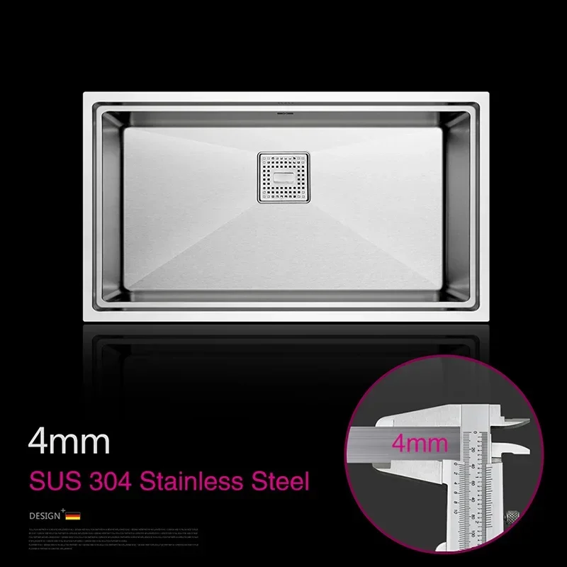 ASRAS Large Size Handmade Kitchen Sink SUS 304 Stainless Steel 4mm Thickness Undermount Installation Handmade Kitchen Sinks