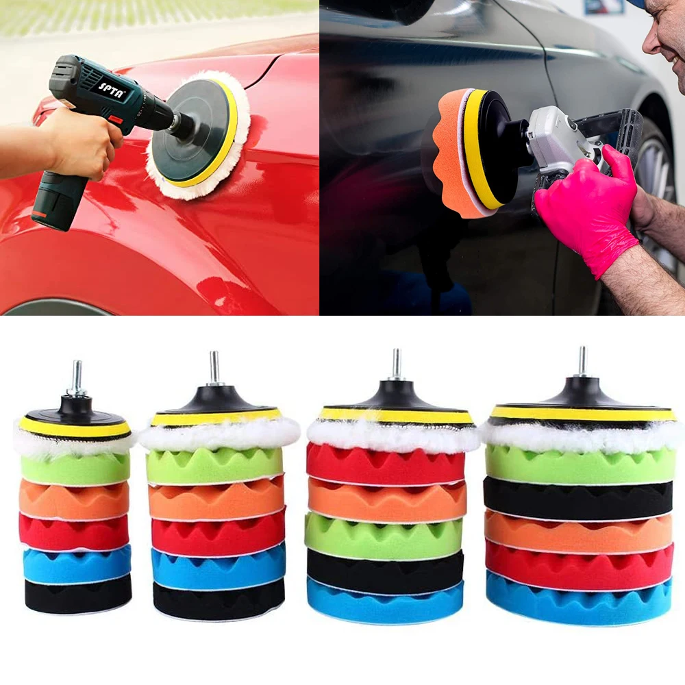 

8Pcs Buffing Pad Set Thread 4/6/7/5inch Auto Car Repair Polishing pad Kit for Car Polisher+Drill Adaptor Power Tools accessories