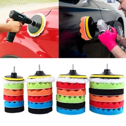 8Pcs Set di tamponi per lucidatura filettatura 4/6/7/5 pollici Kit di cuscinetti per lucidatura per riparazione Auto Auto per lucidatore Auto + adattatore per trapano accessori per elettroutensili