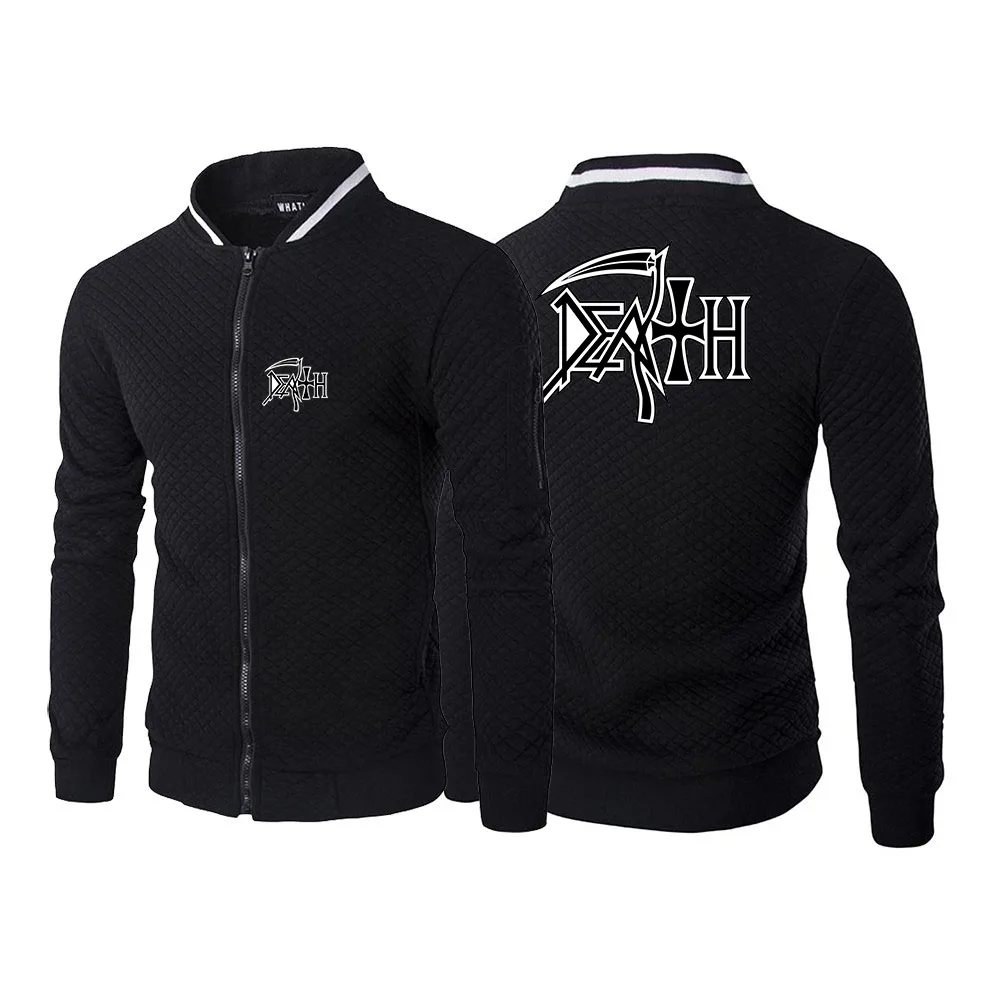 

Death Rock Band Heavy Metal Printed New Mens Plaid Sweatshirts Zipper Sweatshirts Stand Collar Casual Zipper Sweatshirt Clothing