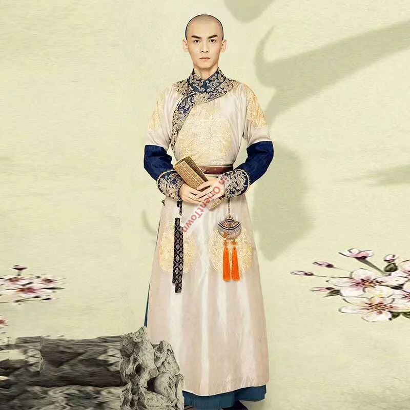 

Peking Forbidden City Performance Attire Film TV Ancient Qing Dynasty Prince Costume Manchu Royal Beile Gown Dragon Robe