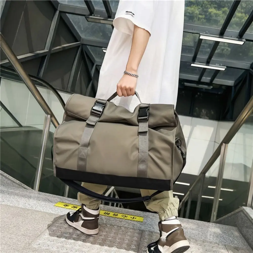 

Nylon Travel Duffel Bag Wet Dry Separation Crossbody Women's Fitness Handbag Multi Pocket Portable Shoulder Bag