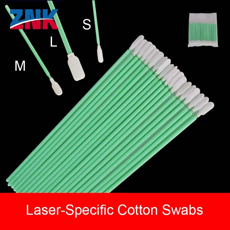 ZNK 100pcs Industry Cotton Micro Swab Dus Off Fiber Laser Tools Anti-static for Cleaning Laser Lens Protective Windows Head Part