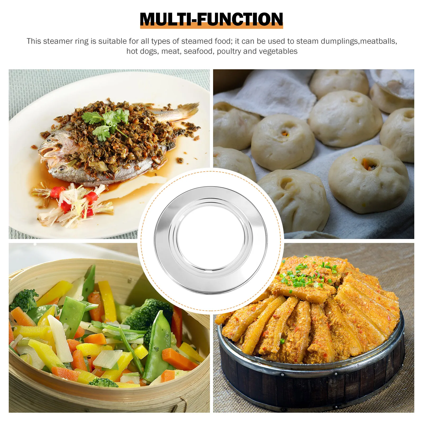 

Steamer Stainless Steel Dumpling Ring Kitchen Pots Accessory Steaming Tool Dedicated Basket Silver