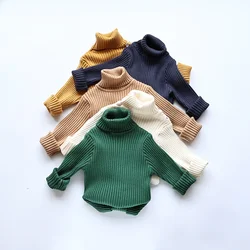 2026 Spring New Soft Tight Unisex Kids Knitwear Sweaters Solid Multi Color Girls Sweater Brief Boys Pullover Turtleneck Outwear