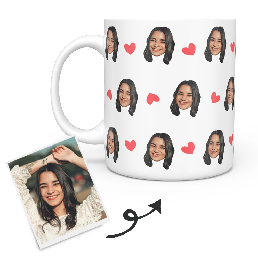 Custom Faces Coffee Mug Photo Text Ceramic Cups Creative Cup Cute Mugs Personalized Gifts for Her Women Mother Nordic Tea Cups