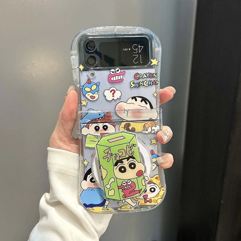Cute Japan Anime Crayon Shin-chan Magnetic Magsafe Wireless Charge Phone Case For Samsung Galaxy Z Flip 7 6 5 4 3 Hard TPU Cover view 3