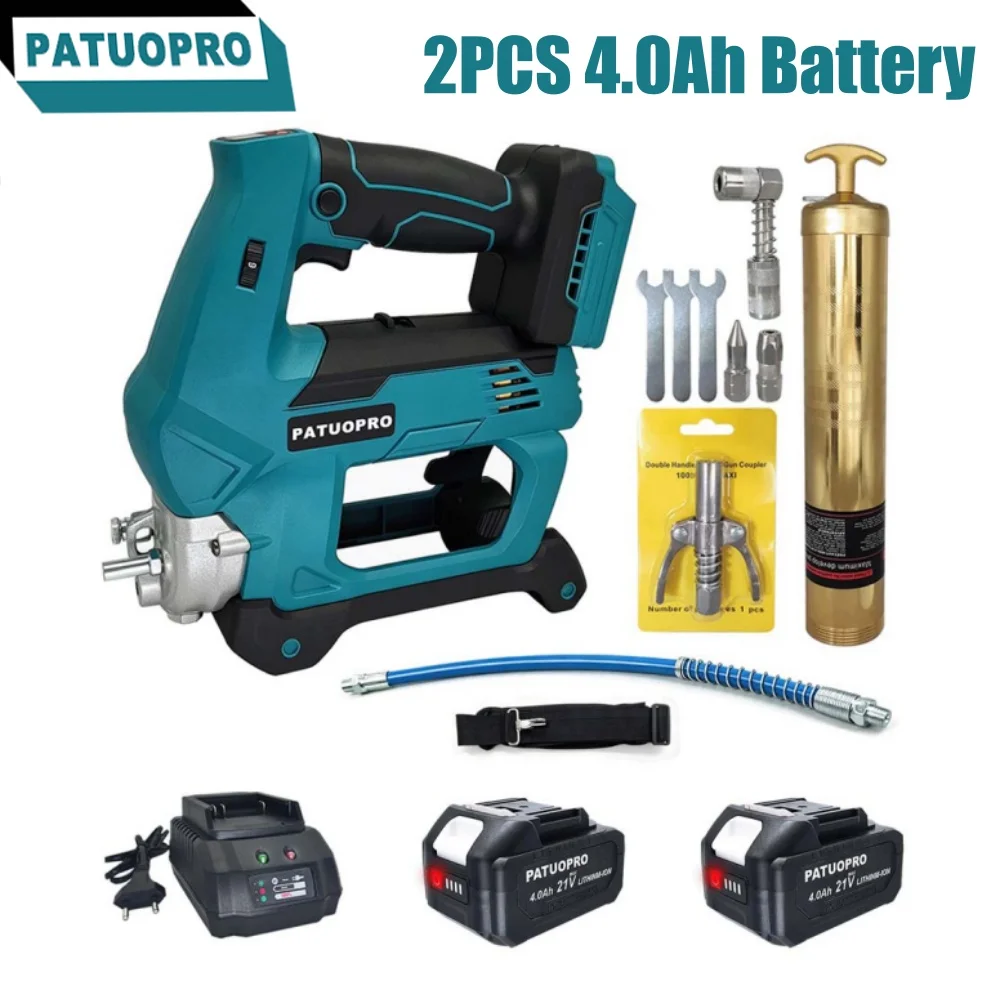 PATUOPRO Brushless Electric Grease Gun High Pressure Injector Machine Car Lubricating Oil Power Tool For Makita 18V Battery
