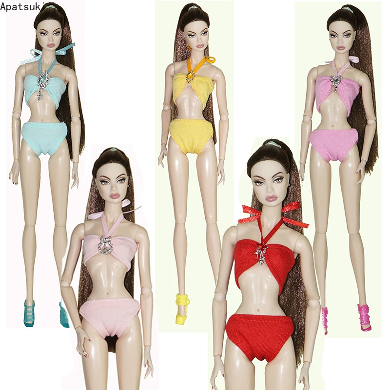 Colorful Bikini For 11.5 inches Doll Clothes Swimwear Swimsuit & Sandals Shoes Dollhouse 1/6 Dolls Accessories Kids Toys