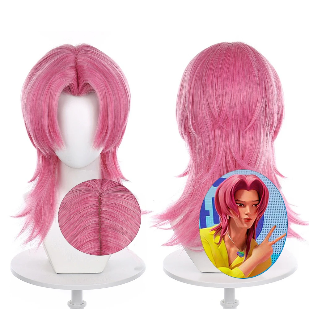 Saja Boys Romance Cosplay Wig Synthetic 40cm Deep Pink Men Hair Heat Resistant Anime Wigs
