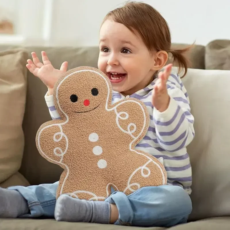 43cm Świąteczna poduszka z piernika Pluszowa poduszka, Biscuit Man Doll Świąteczna pluszowa wypchana poduszka Gingerbread Man Home Decor Gift