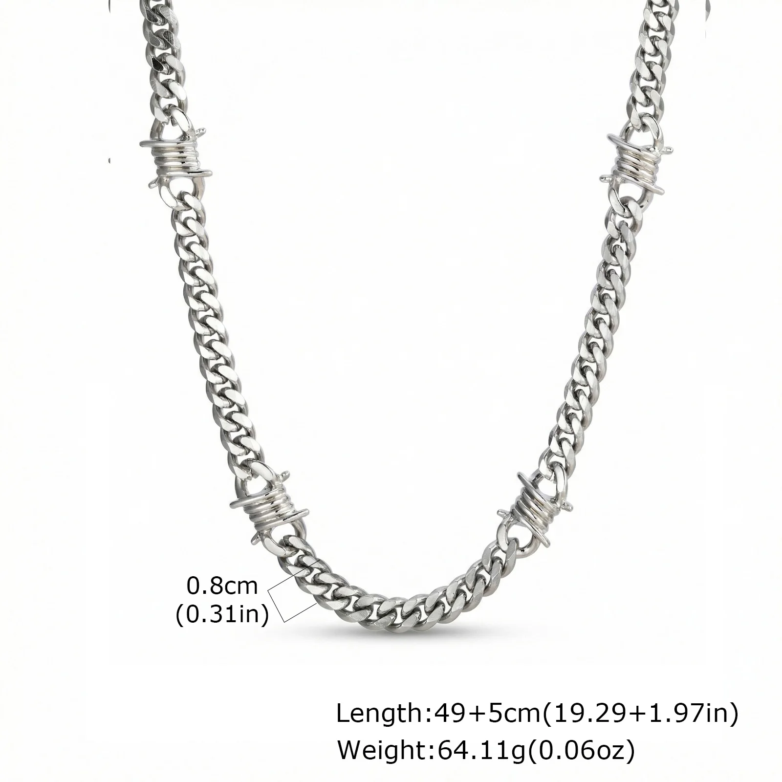 Punk Hip-Hop Dornen-Kubanische Kette Halskette für Männer Edelstahl Gotische Choker-Halskette Nicht Verblassend Wasserfester Schmuck – Detail 7