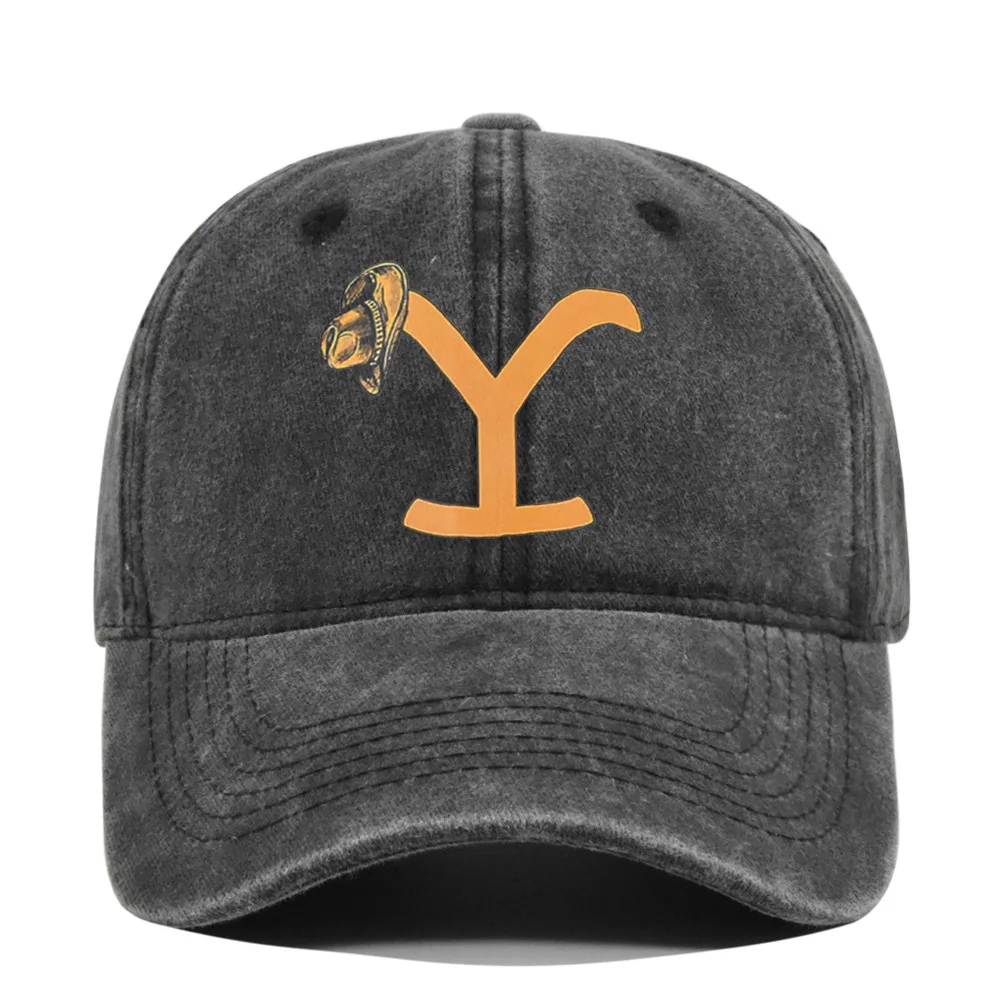 

Vintage Washed Distressed Hats Baseball Yellow Stone Print Dad Hats Cap Unisex Washed Vintage Sun Hat