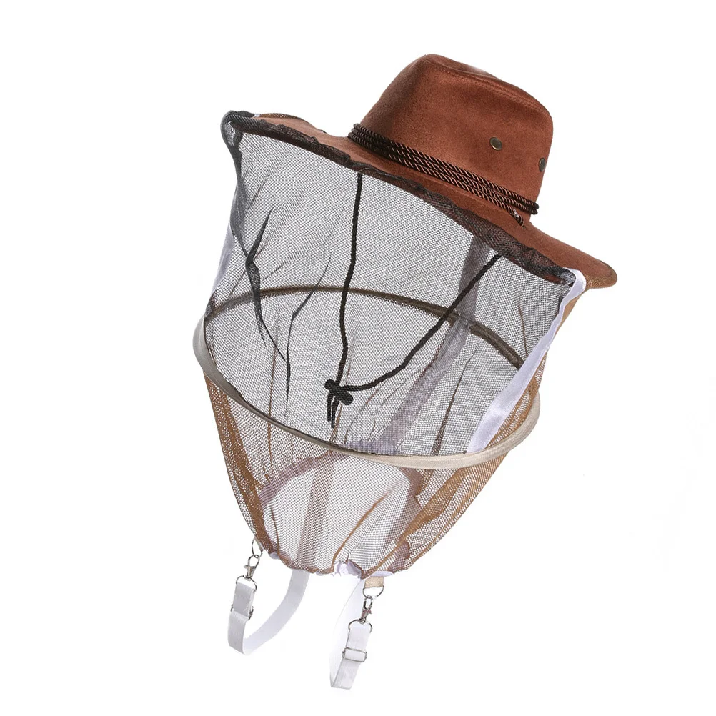 1Pcs Anti- Cap Lightweight Quick-Drying Sun Protection Uv Hat Beekeeping Tool Breathable Face Protector Brown